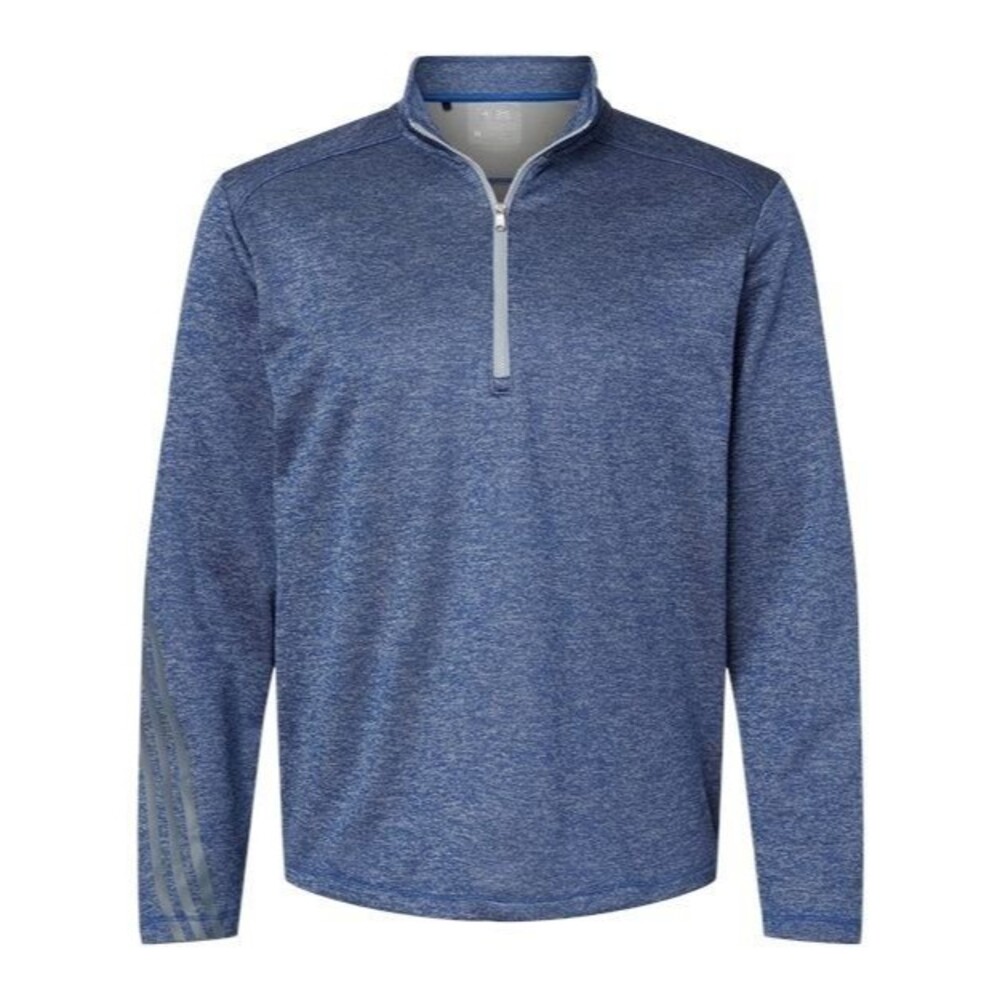 Adidas XL Golf Quarter Zip Shirt Brushed Terry Heather Blue Pullover Long Sleeve